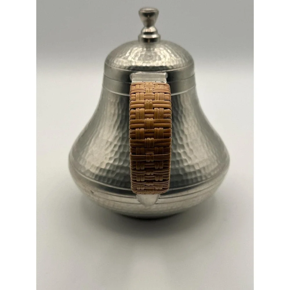 Vintage Hammered Pewter Teapot —  Mid‑Century Metal Teapot